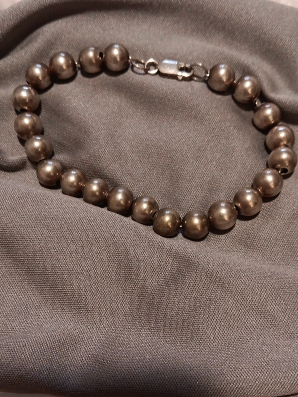 Sterling Bead Bracelet in Patinated Silver Tone